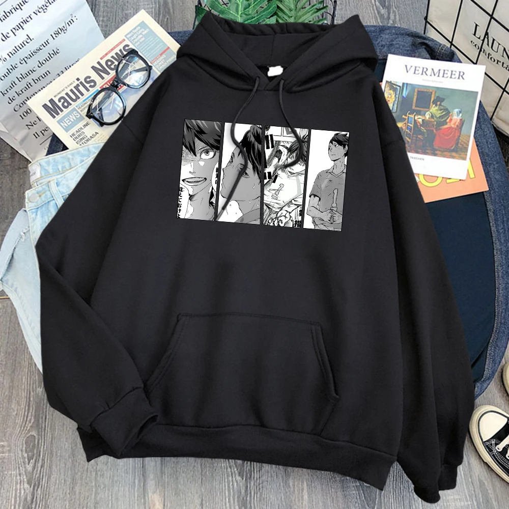 Hoodies Man Anime Cartoon Fashion  Warm Sweatshirts Pockets Hoody  Male  Hip Hop Streetwear
