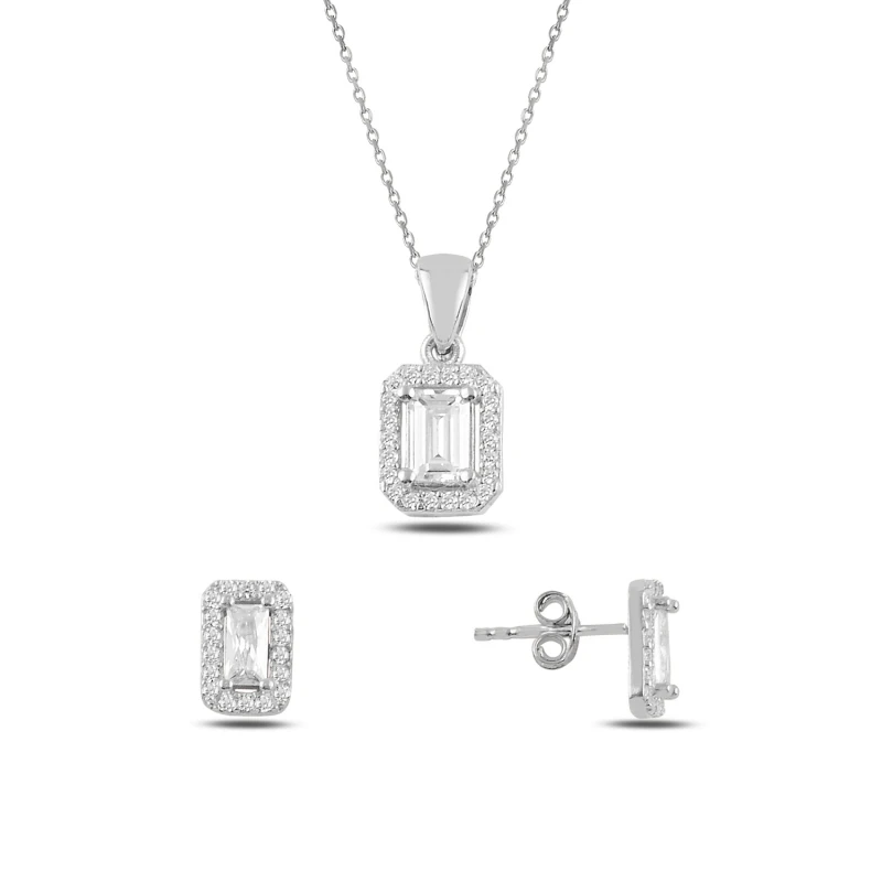 

Серебро 925 пробы багет Циркон фианит комплект ювелирных изделий
