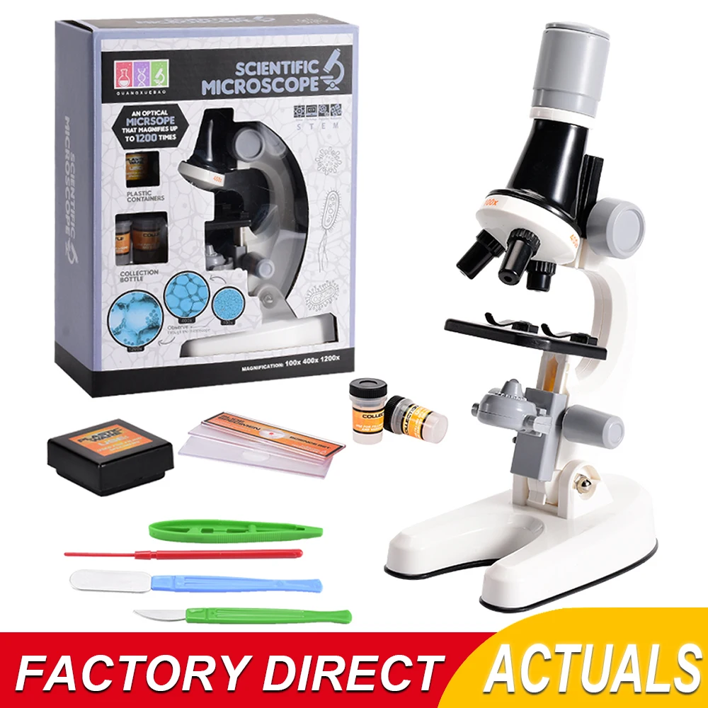 

Children Microscope Biology Lab LED 1200x School Science Experiment Kit Education Scientific Toys XMAS Gifts For Kids Scientist