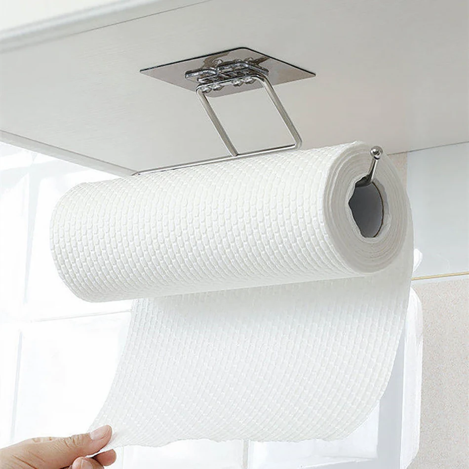 

Kitchen Toilet Paper Holder Roller Tissue Holder Hanging Bathroom Oil-absorbing Paper Towel Rack Storage Stand Perforation-free