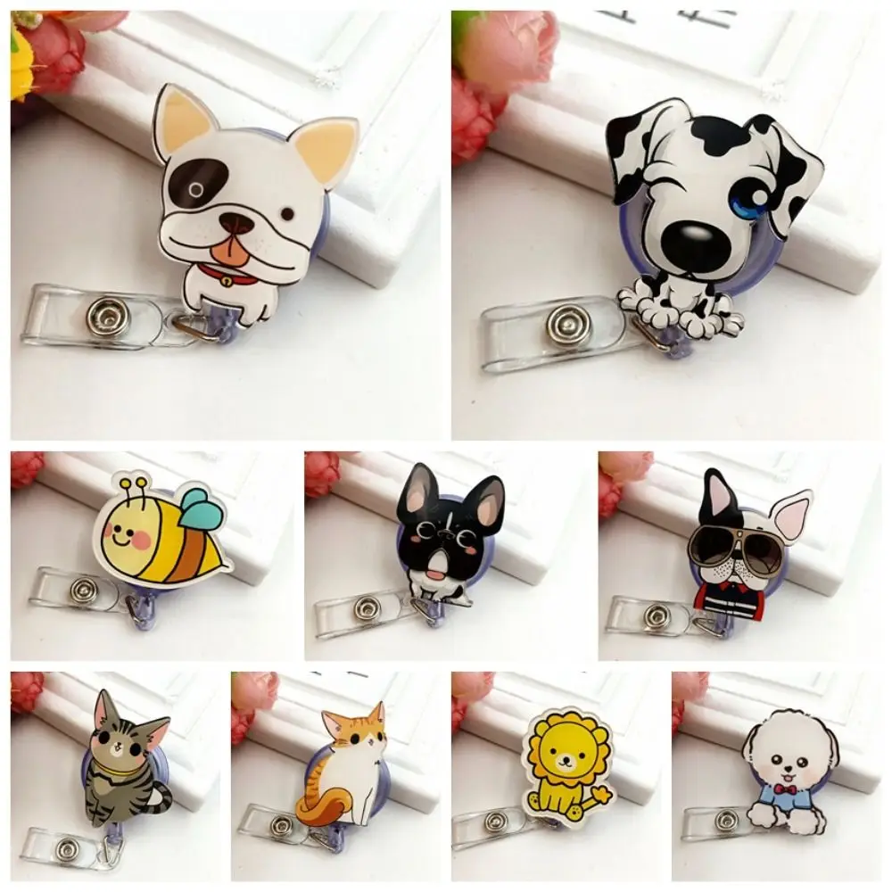 

Cat Puppy Nurse Badge Reel Retractable Name Tag Dog Badge Holder Chest Card Work Card Easy Pull Buckle Office School Supplies