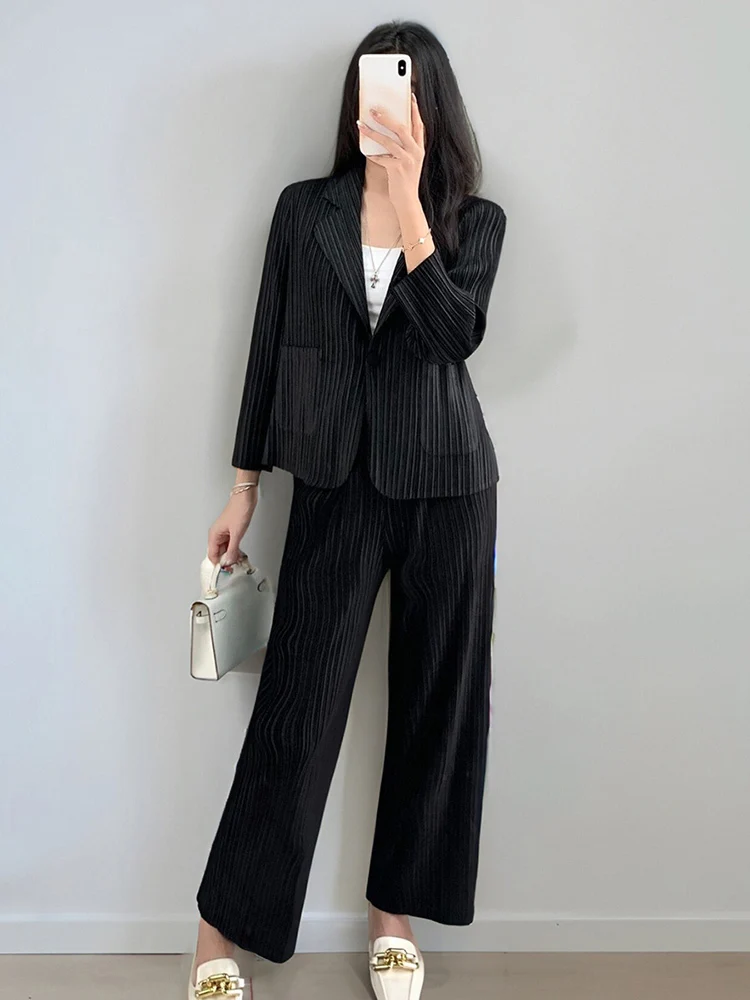 LANMREM комплект из 2 предметов плиссированные комплекты женские пиджаки с длинными