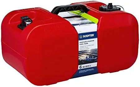 

Rectanglular 6 Gallon Under Seat Portable Marine Fuel Tank With Handle, 19-Inches x 12-Inches x 10-Inches, Red