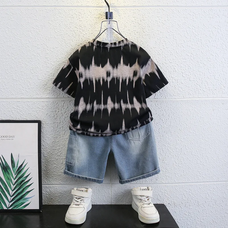 2 шт./комплект футболка с коротким рукавом и джинсовые шорты