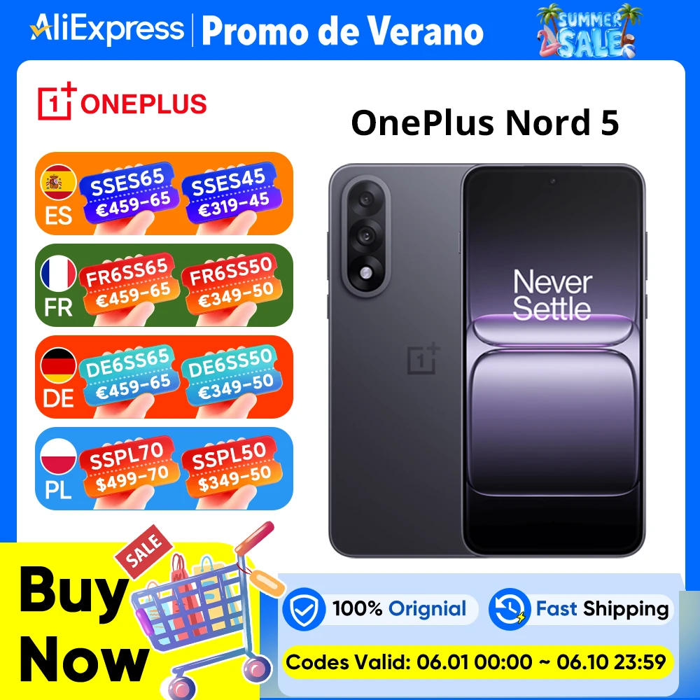 OnePlus Nord 5 5G global, 8/12 GB RAM, 256/512 GB, Snapdragon 8 Gen 3, Android 15