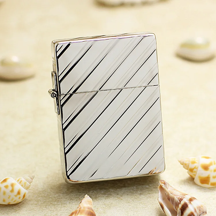 

Genuine Zippo Silver mirror twill oil lighter copper windproof cigarette Kerosene lighters Gift with anti-counterfeiting code