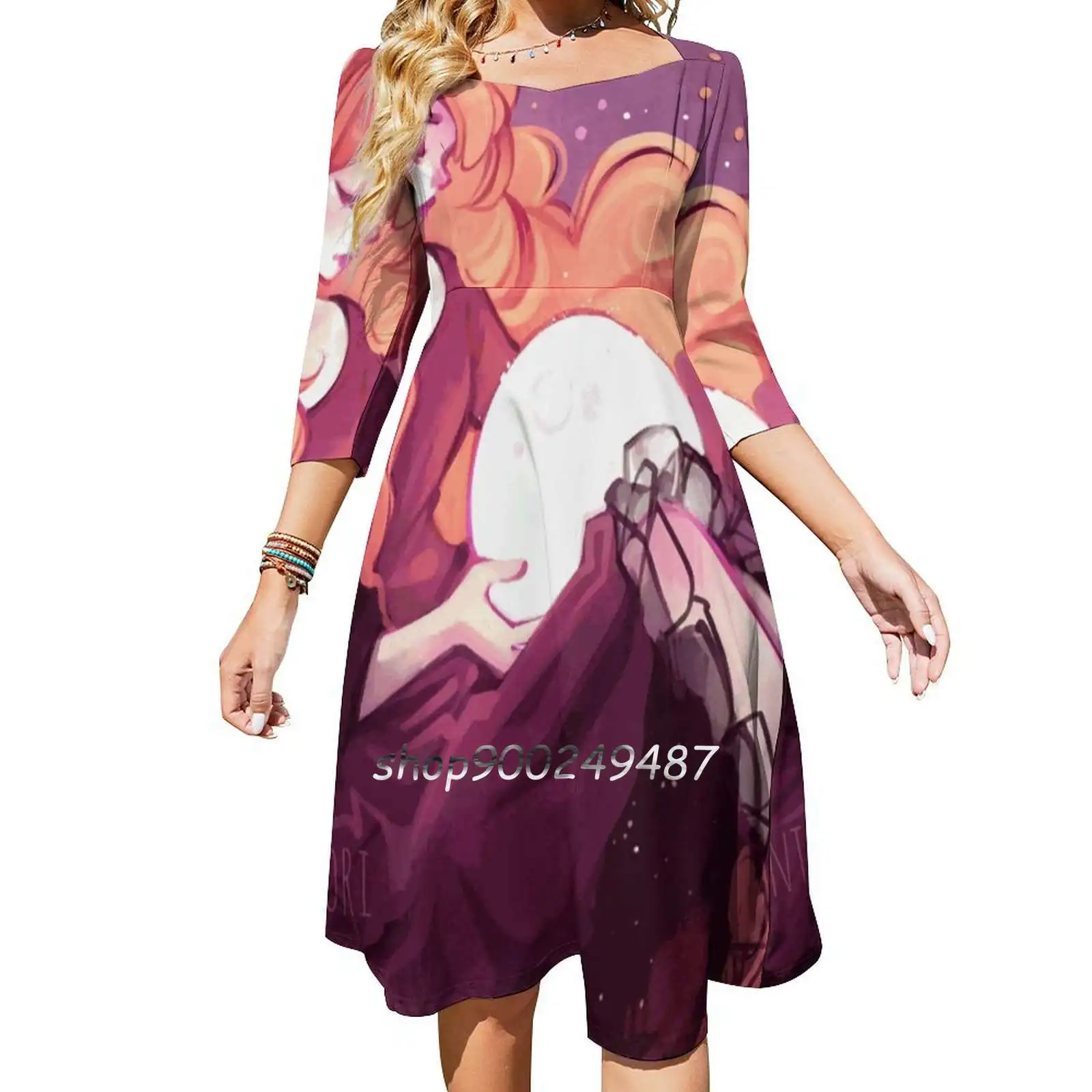 Alena Милое расклешенное платье с узлом модный дизайн свободное большого размера