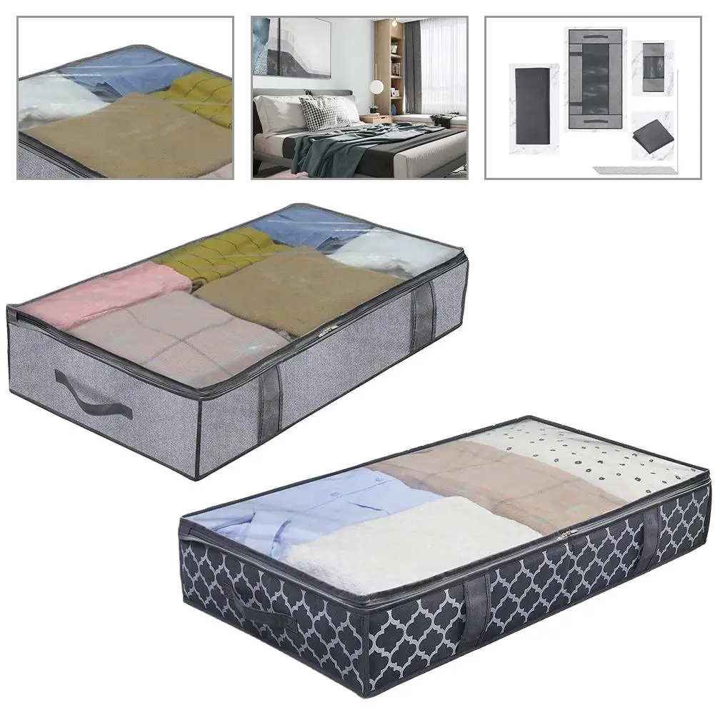 

Under Bed Storage Bag With Zipper Large Capacity Underbed Storage Bins For Comforters Clothes Quilt Blanket Pillows Storage
