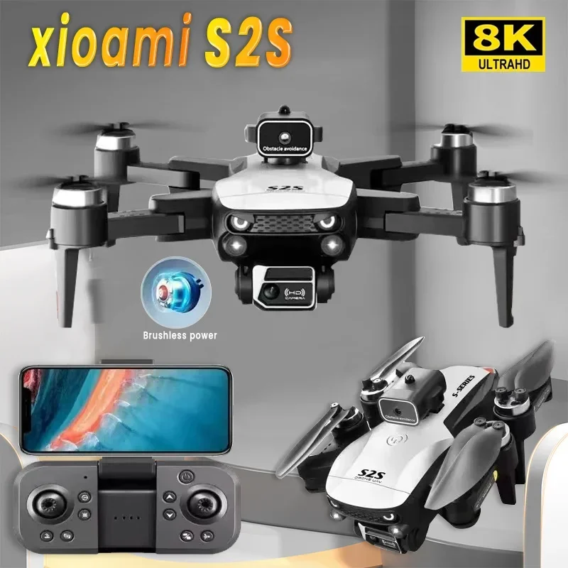 Фото Новый мини-дрон S2S, профессиональная 8K HD камера Fly, 25 минут, предотвращение препятствий, бесщеточный складной квадрокоптер, оптический для Xiaomi №1