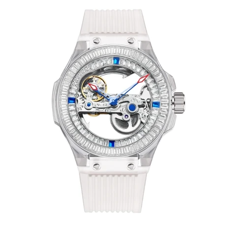 Часы HANBORO женские механические, роскошные элегантные прозрачные автоматические деловые наручные часы-скелетоны