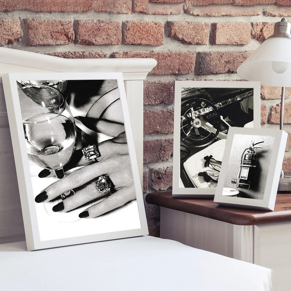 

Billionaire Luxury Car Black White Fashion Poster Vintage Aesthetic Art Canvas Print Diamonds Jewellery Paitning Room Home Decor