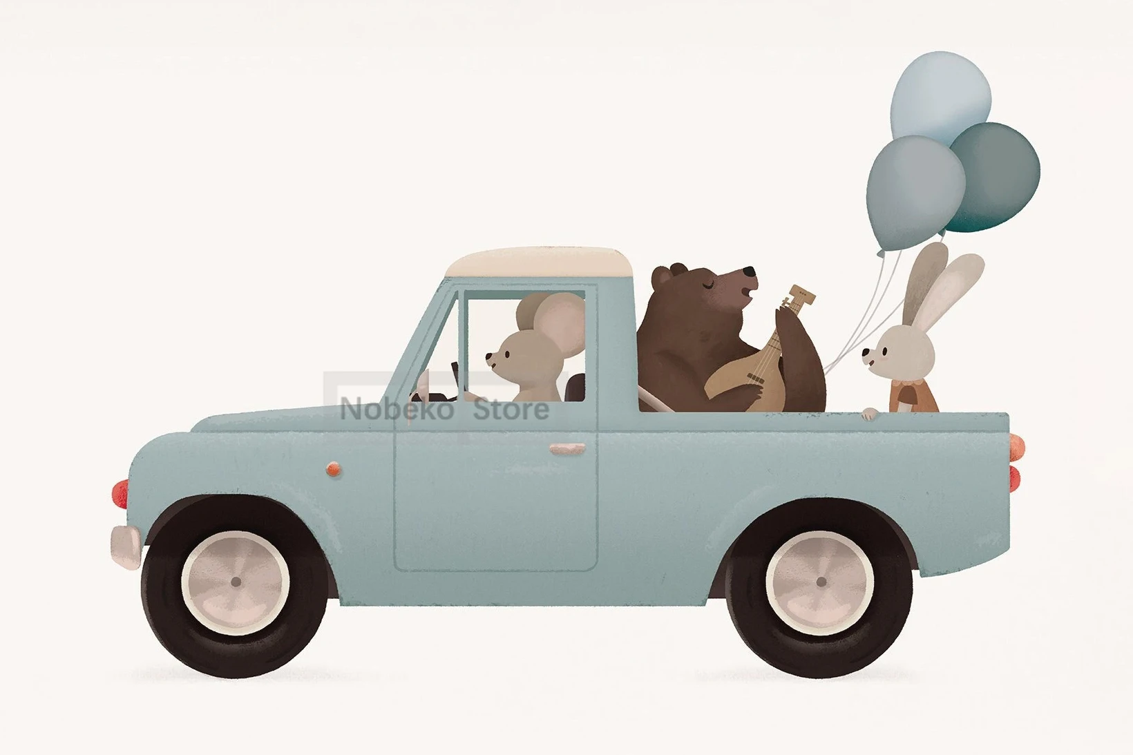 

Печать на холсте "Забавные животные на автомобиле"