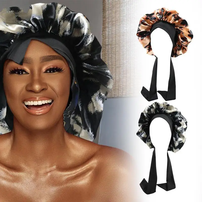 

Женская шапочка для волос ночного сна, универсальная шапочка для ежедневного использования в салоне красоты, однотонная сатиновая шапочка для душа, аксессуары для укладки волос