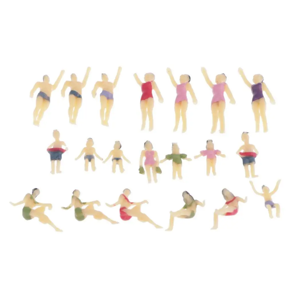 

20pcs 1:100 N TT Scale Miniature Model Figurines for Model Train Diorama Scenery Supplies