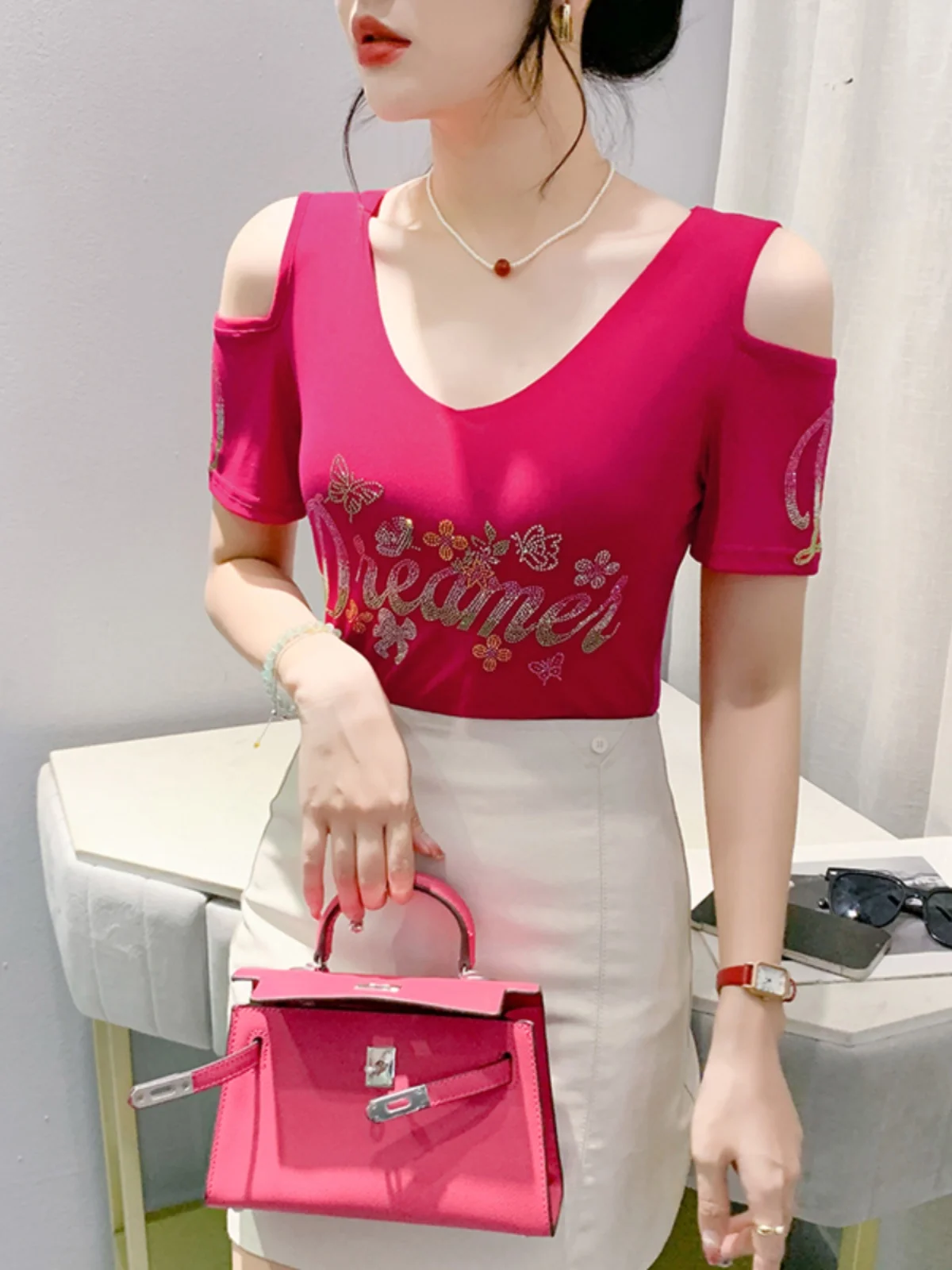 Летняя женская футболка European Goods. Женская двухслойная сетка из ледяного шелка с