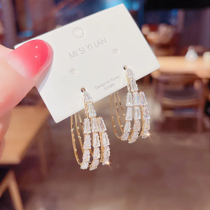 Изысканные креативные открытые геометрические круглые Роскошные циркониевые