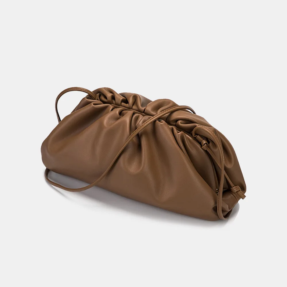 

Axige same style cowhide women's bag cloud bag one shoulder messenger small bag pleated clutch bag soft leather dumpling bag on