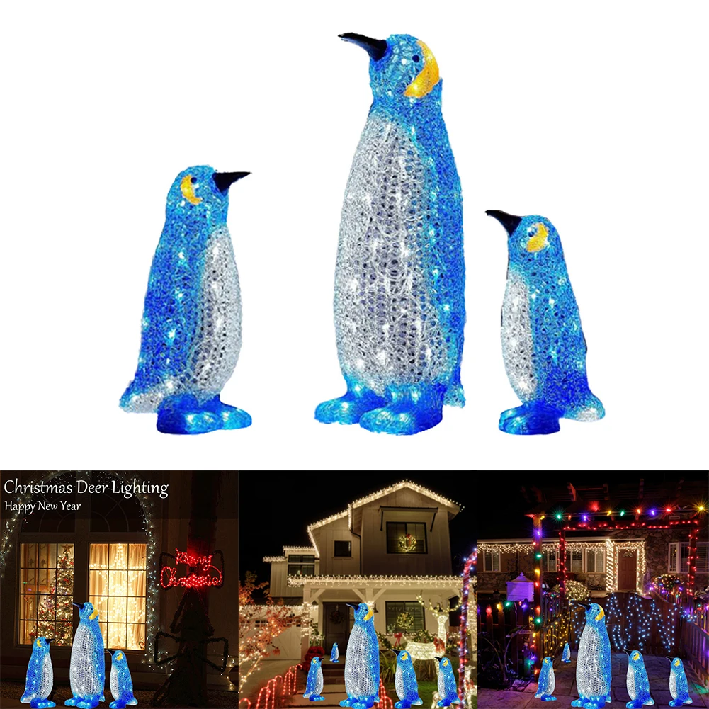 

Christmas Decoration Penguin Stand Pile Lights Outdoor New Year Xmas Decor For Garden Courtyard Glowing Penguin Stand Pile