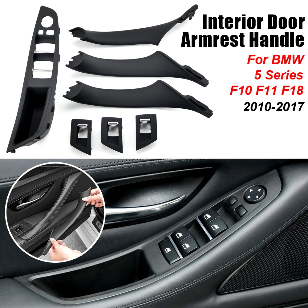 

Для BMW 5 серии F10 F11 серая, бежевая, Черная внутренняя дверная ручка автомобиля, панель, Натяжной отделочный чехол, левый руль LHD