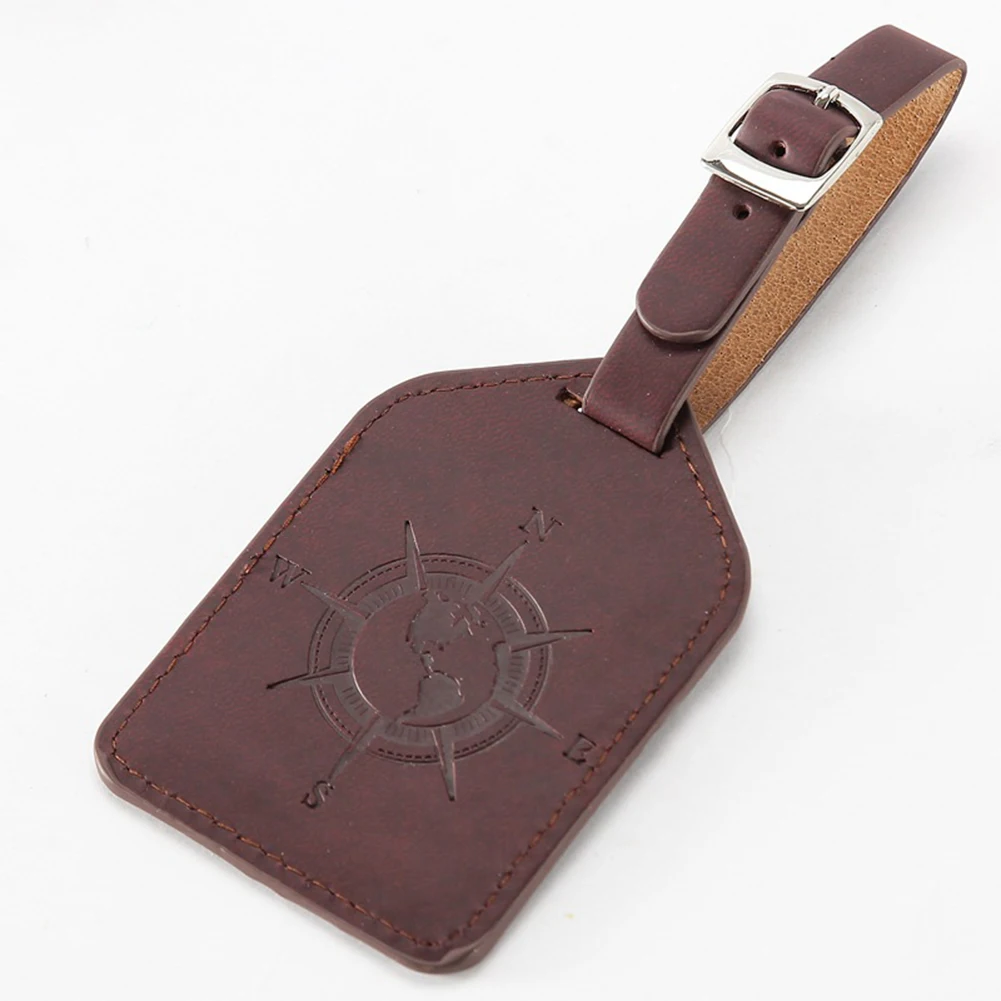 1 PC Portable PU Leather Luggage Tag Suitcase Identifier Label Baggage Board Bag Tag Name ID Address Holder Travel Passport Card