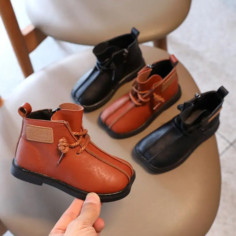 

Kids Boots 2022 Autumn Shoes Children Fashion Martin Boots Baby Shoes Girls Boys Brand Black Boots Boys Leather Sport Shoes