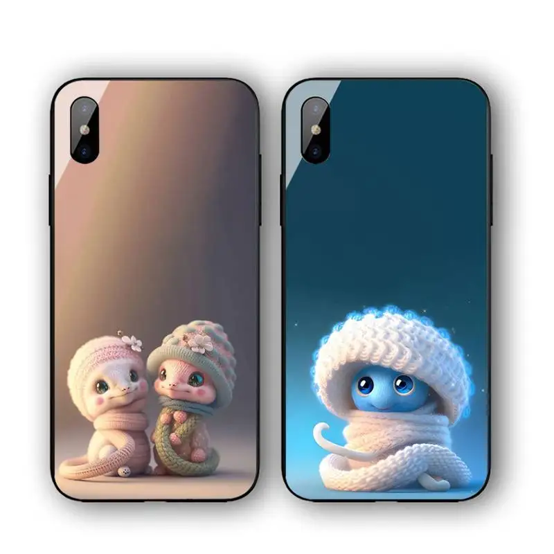 

Snake Cute Cartoon Art Phone Case For Iphone 11 12 13 14 Pro Max 7 8 Plus X Xr Xs Max Se2020 Tempered Glass Cove