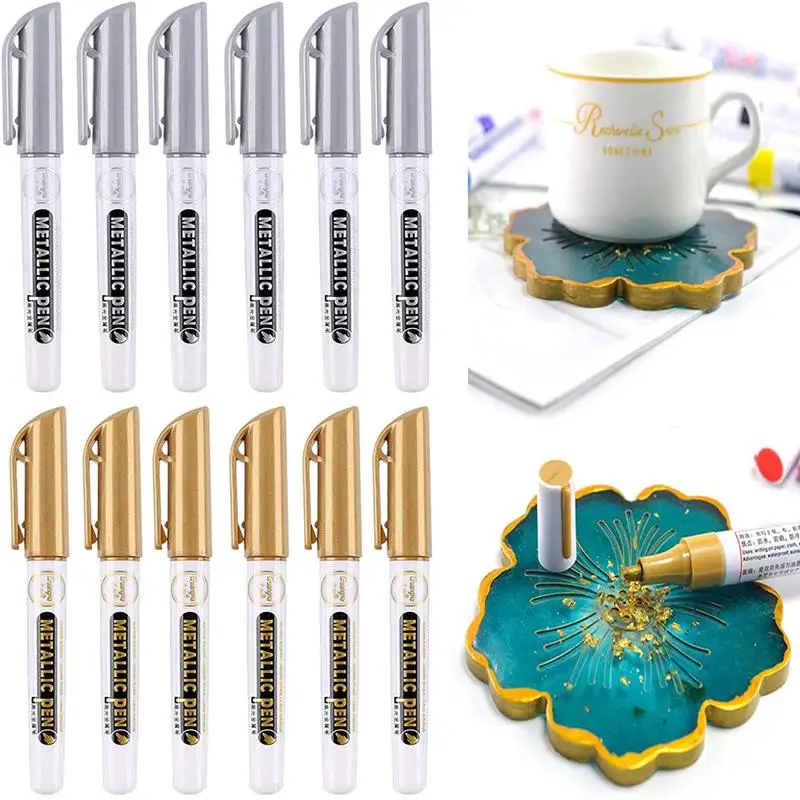 Hot Gold Silver Metallic Color Pen DIY Paper Tag Photo Album Scrapbooking For Party Birthday Wedding Decoration Signing Pen Gift