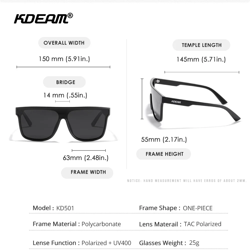 KDEAM Новые поляризационные ветрозащитные солнцезащитные очки с большой оправой