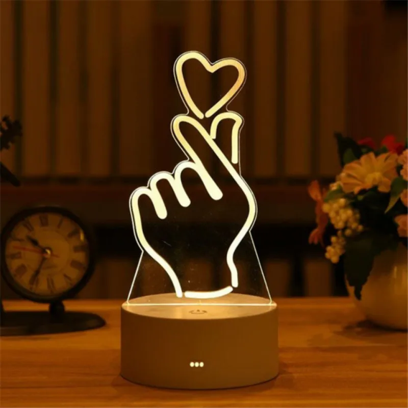 

Home Bedroom Birthday Decoration Wedding Gift 3D Light Acrylic USB LED Night Light Neon Sign Light Christmas Decoration