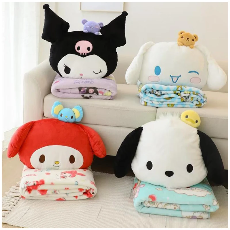

Sanrios Cute Plush Doll Stuffed Pillows Sofa Waist Cushion Cartoon Thickened Warm Nap Blanket Fashion Pillow Blanket 2-In-1 Gift