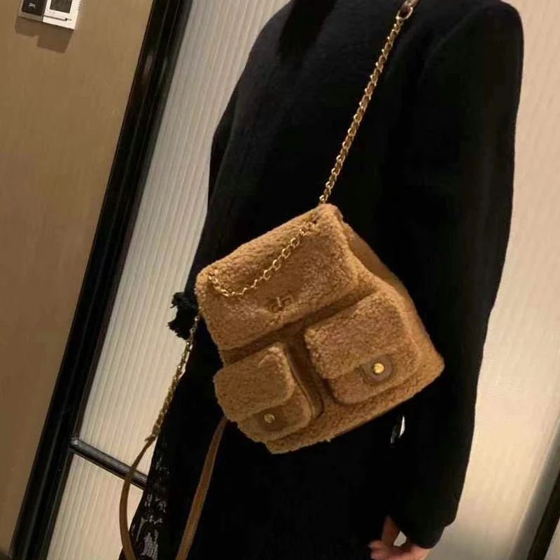 Классические рюкзаки из искусственного меха для женщин роскошные дизайнерские