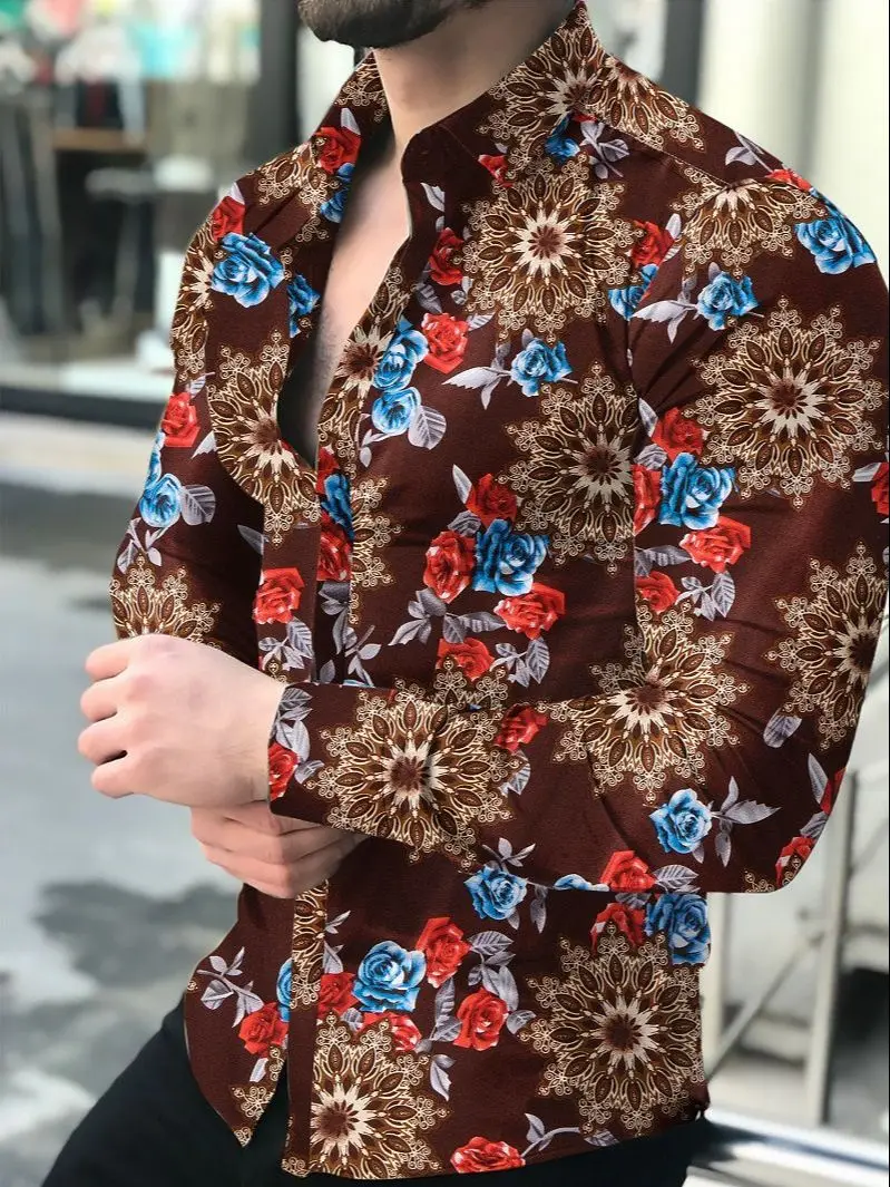 2022 New Hawaiian Floral Cardigan Men Flower Long Sleeve Men's 3d Printed Shirts Male Slim Fit Clothing Casual Party Shirt Tops