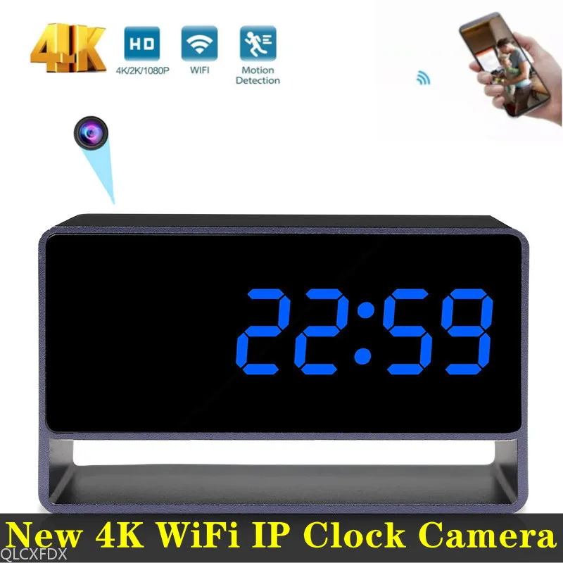 Enlarge 4K Clock WIFI Ip Camera Wireless Mini Alarm Security Night Vision Motion Detect Remote Camcorder Suitable Suport Hidden TF Card