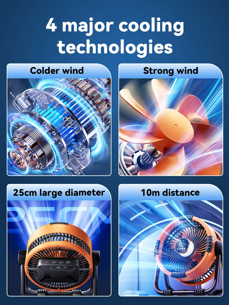 Походный вентилятор 20000 мАч перезаряжаемый уличный походный с дистанционным