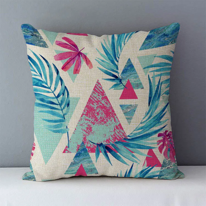 

Tropical Plants Cushion Cover 45*45cm Home Decorative Pillowcase Throw Pillow Covers For Sofa Bed Seat Back Cushions Flax Linen
