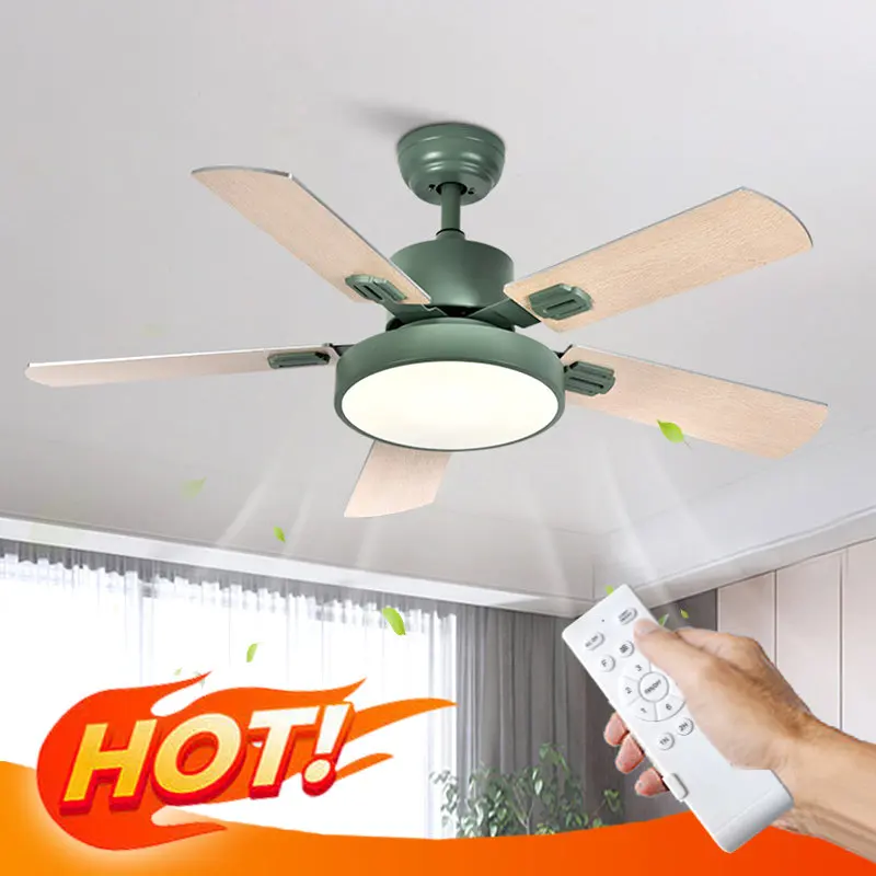 

Скандинавский потолочный вентилятор, тихий вентилятор, освещение для ресторана, гостиной, с подсветкой, потолочный вентилятор, освещение для спальни