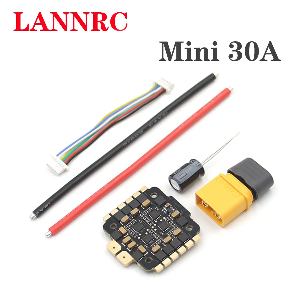 

LANNRC BLHeli_S Mini 30A 4in1 Brushless ESC Support BLHeli-S/DSHOT600 2-6S 20x20mm/M2 for RC FPV Racing Drone parts
