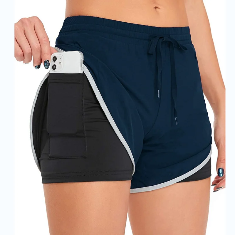 

Ladies Fake Two-piece Quick-drying Shorts Multi-pocket Loose Casual Sports Three-point Pants Anti-exhaust Yoga Pants