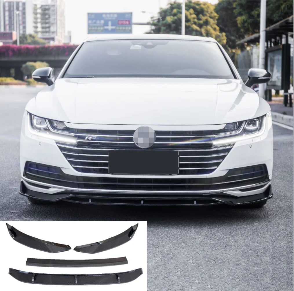

Front Bumper Spoiler Protector Plate Lip Body Kit Carbon Surface Decorative Strip Chin Shovel For Volkswagen ARTEON CC 2019 2020
