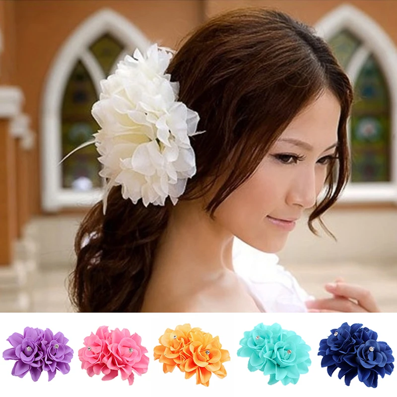 

Fashion Red Fabric Rose Flower Hairpin Bridal Wedding Bridesmaid Party Artificial Rose Hair Clip Hair Accessories 2023 Trendy