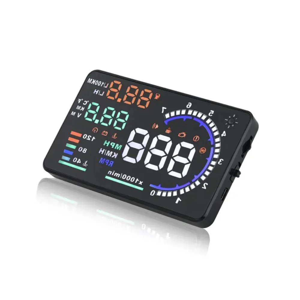 Фото Цифровой автомобильный проектор AD OBD HUD A8, проекционный дисплей на лобовое стекло, LED-спидометр, измеритель температуры воды и частоты вращения двигателя. №2