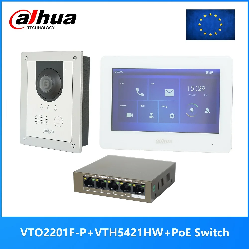 Мультиязычный IP-видеодомофон Dahua, фотоинтерком и переключатель VTH5421HW /VTH5421HB и PoE, поддержка SIP, замена детской детали