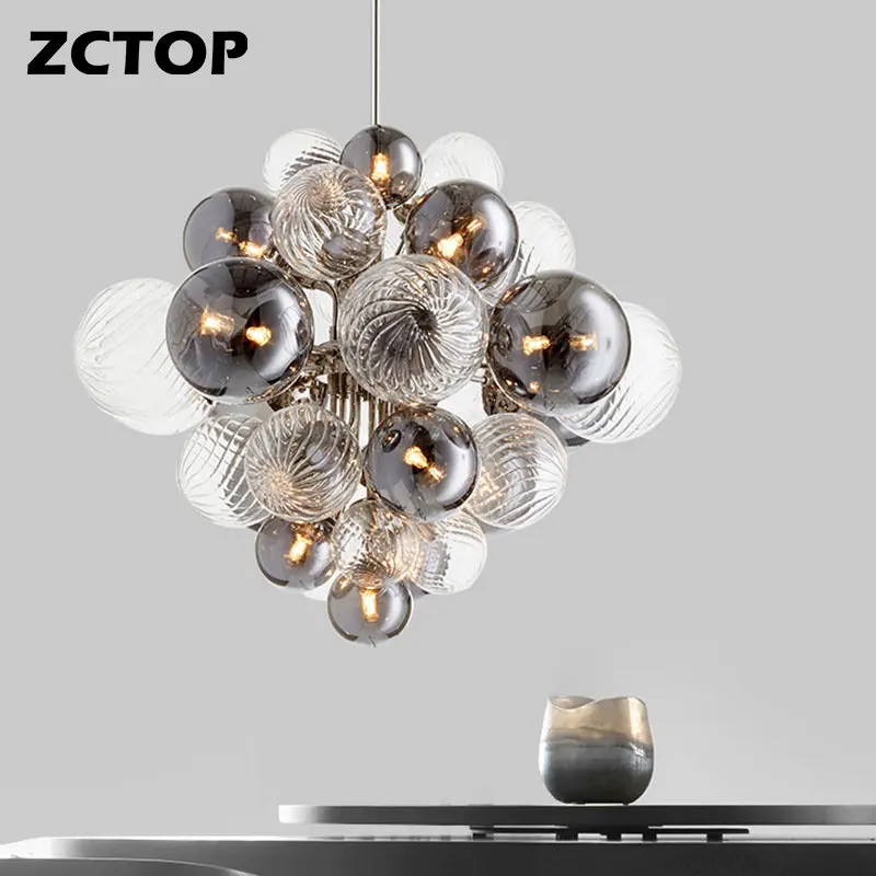 

Nordic Designer Glass Ball Pendant Lights Bubble Chandeliers Luxury Living Room Restaurant Bedroom Indoor Decor Hanging Lampd G9