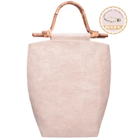 retro light luxury antique style bamboo handle handle handle cotton linen bag leisure literature and art versatile womens bag
