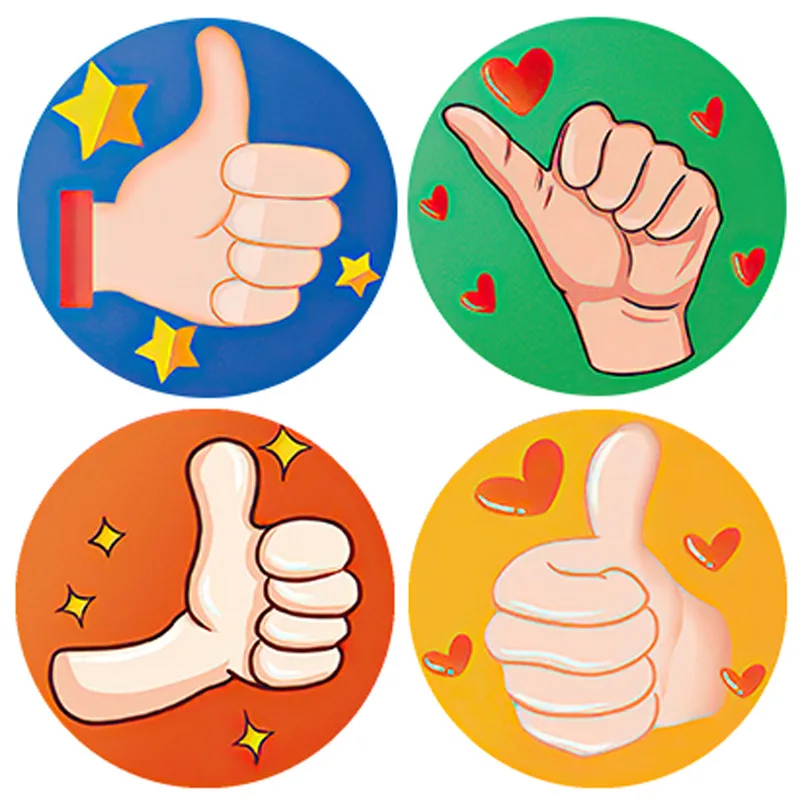 

1Pcs 500 Stickers Each Roll Of Circular Thumb Gift Label Stickers Thumbs-Up Gesture Cheer Praise Stickers Gift seal Stickers