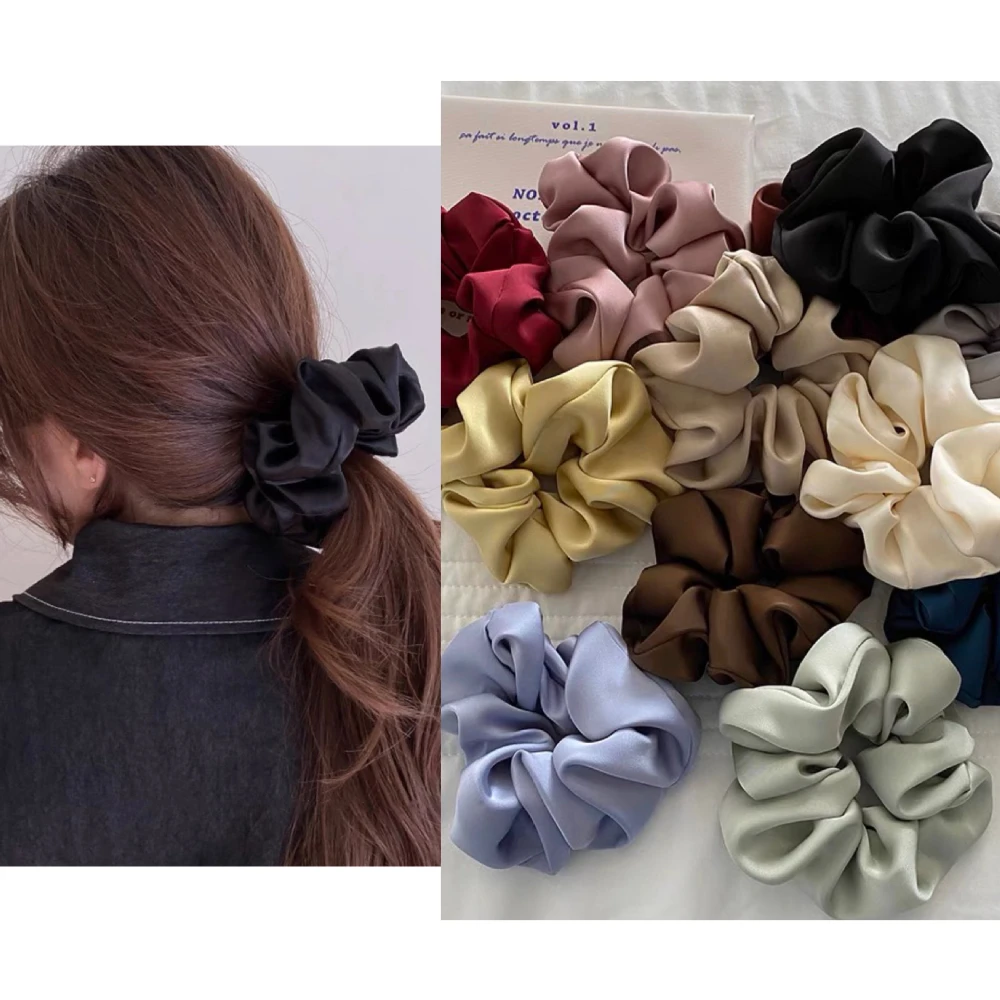 

Fashion high-end sense satin large intestine hair ring popular simple silk head rope rubber band headdress accessories wholesale