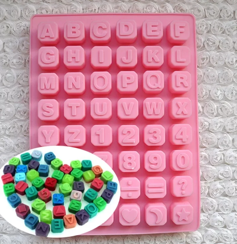 

48pc Letters Alphabet Silicone Chocolate Mold Cake Baking Mold Handmade Diy Ice Cube Candy Soap Decorating Tool Soap Making Tray