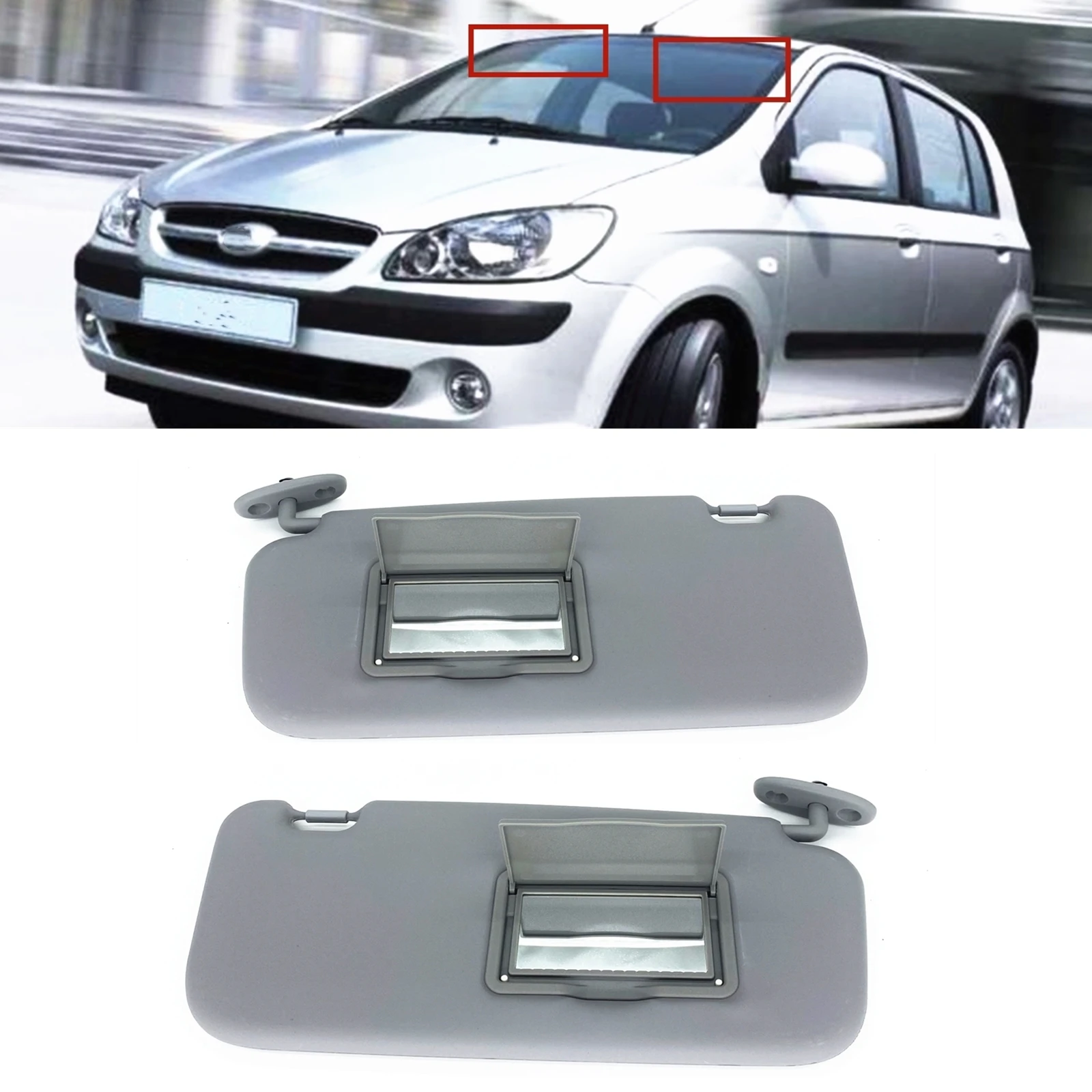 

Car Left Right Front Sun Visor Blind Cover Shield Sunshade Shade With Mirror Auto Accessory Gray For Hyundai Getz 2002-2012