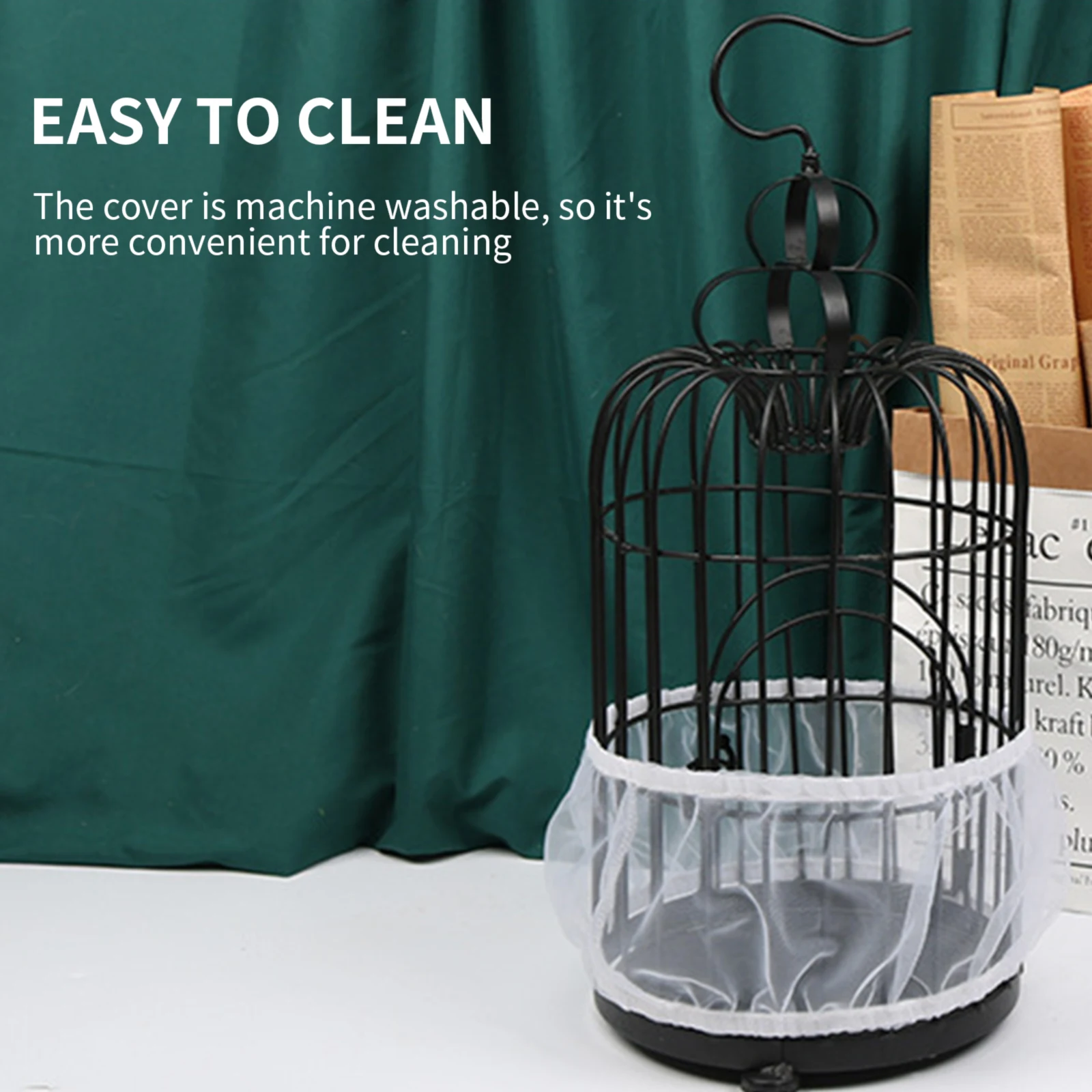 

Nylon Mesh Receptor Seed Bird Parrot Cover Soft Easy Cleaning Nylon Airy Fabric Mesh Bird Cage Cover Catcher Bird Supplies