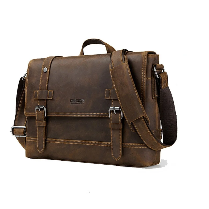 First Layer Cowhide Men Business Briefcase Genuine Leather Messenger Handbags High Quality Casual Single Shoulder Crossbody Bag